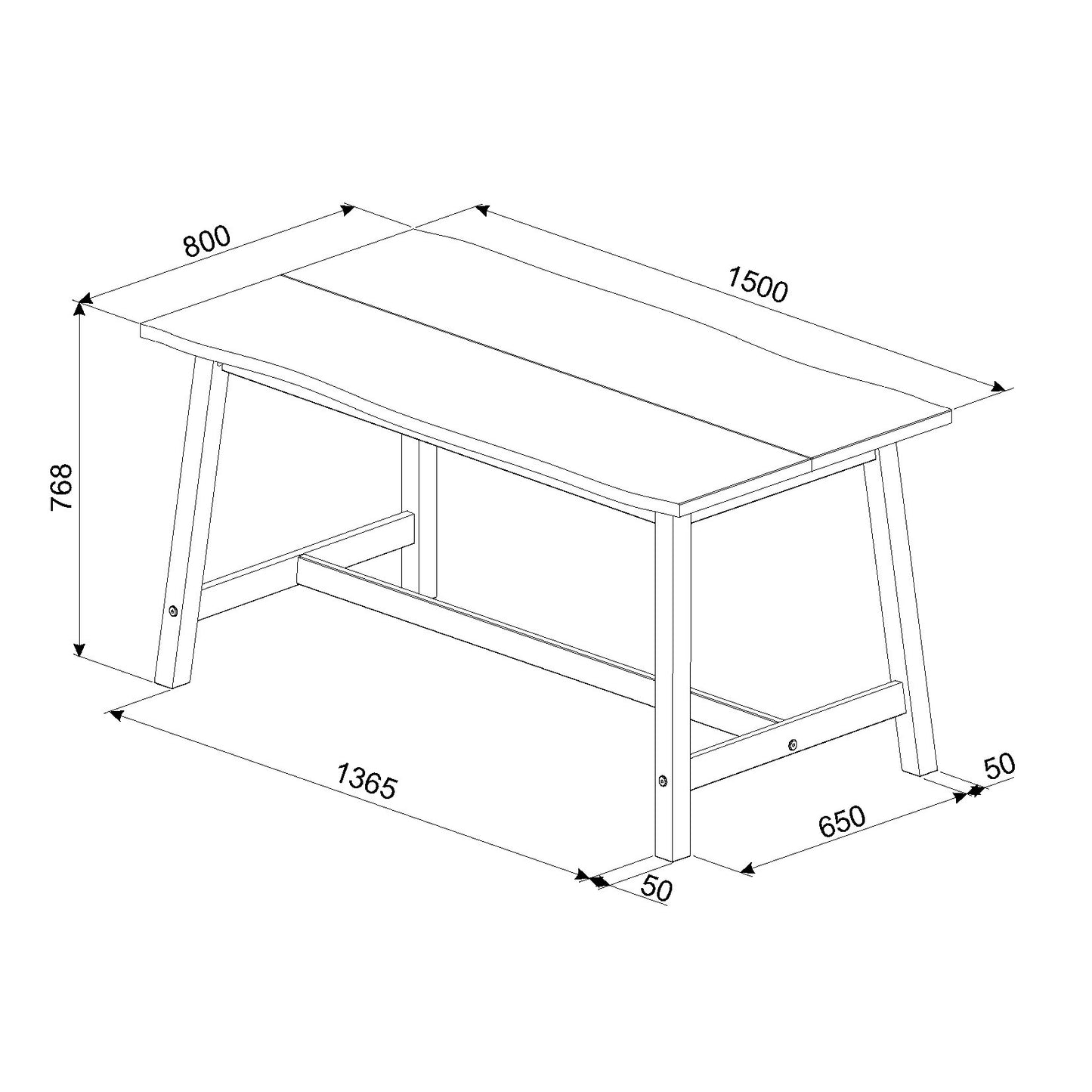 Corona Grey Live Edge Large Dining Table