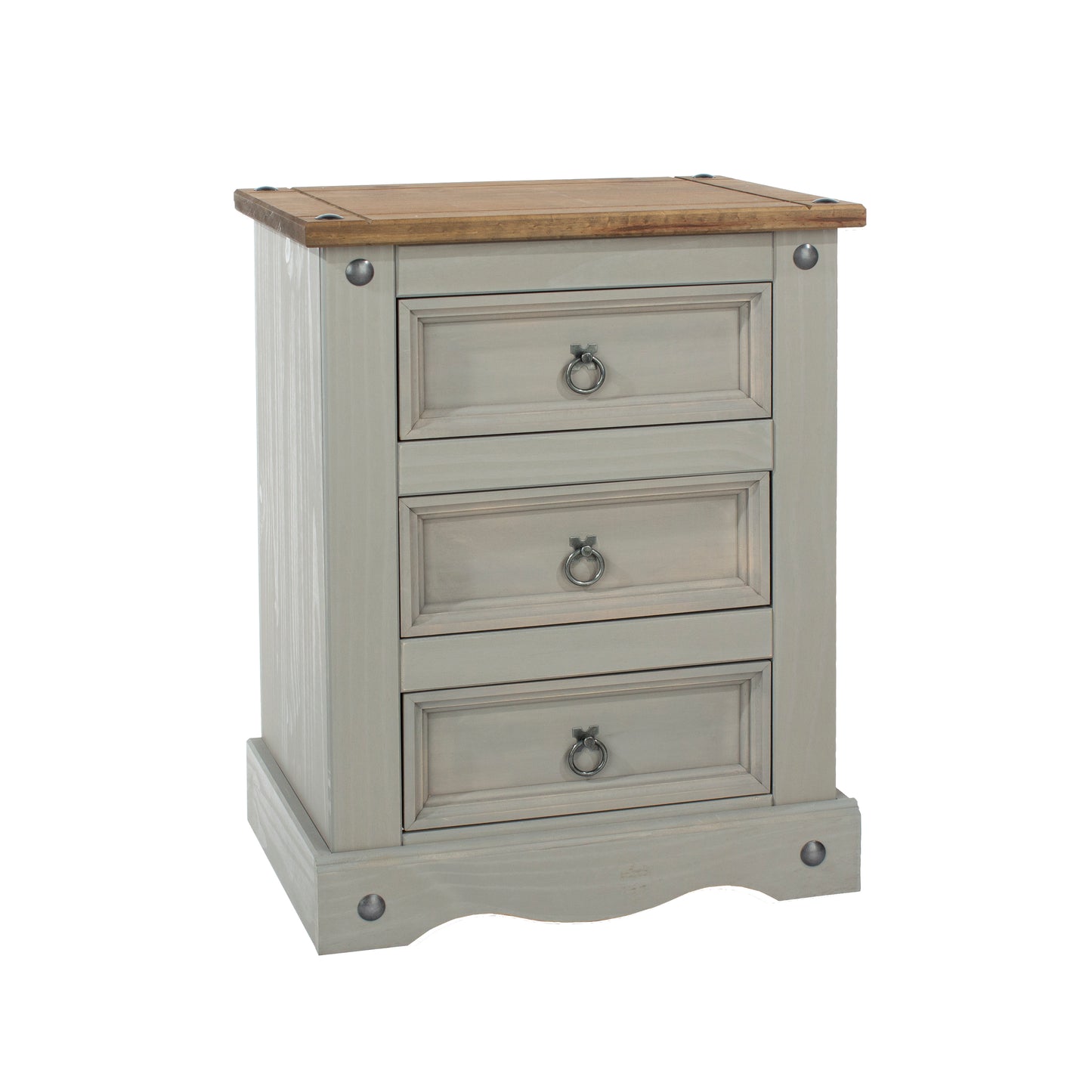 Corona Grey 3 Drawer Bedside