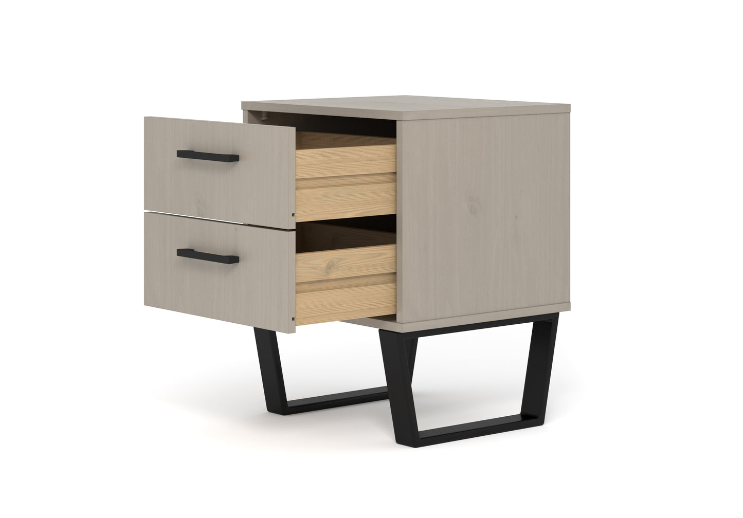 Texas Grey 2 Drawer Bedside