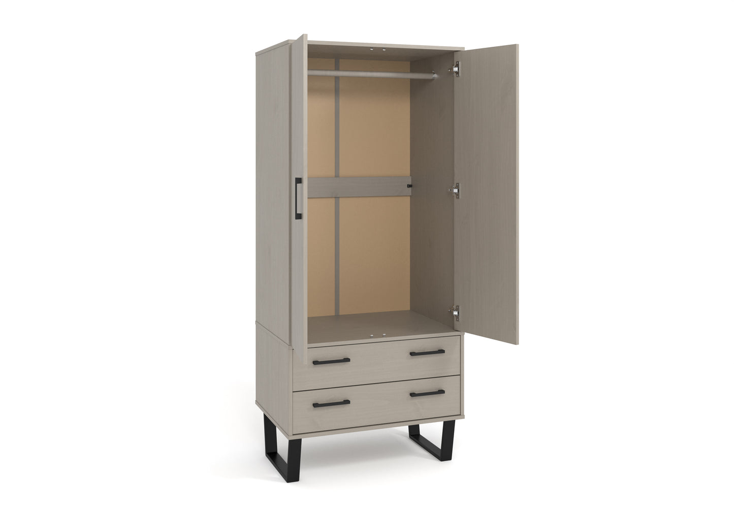 Texas Grey 2 Door 2 Drawer Wardrobe