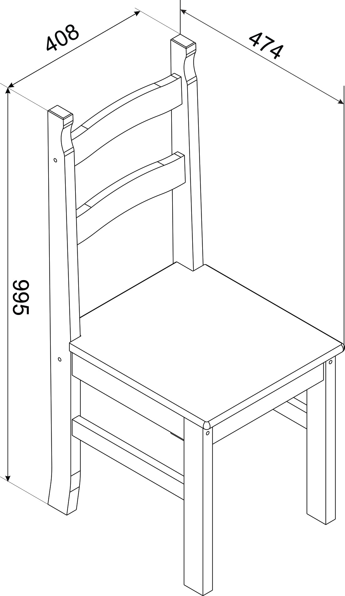 Corona Pair of Solid Pine Dining Chairs