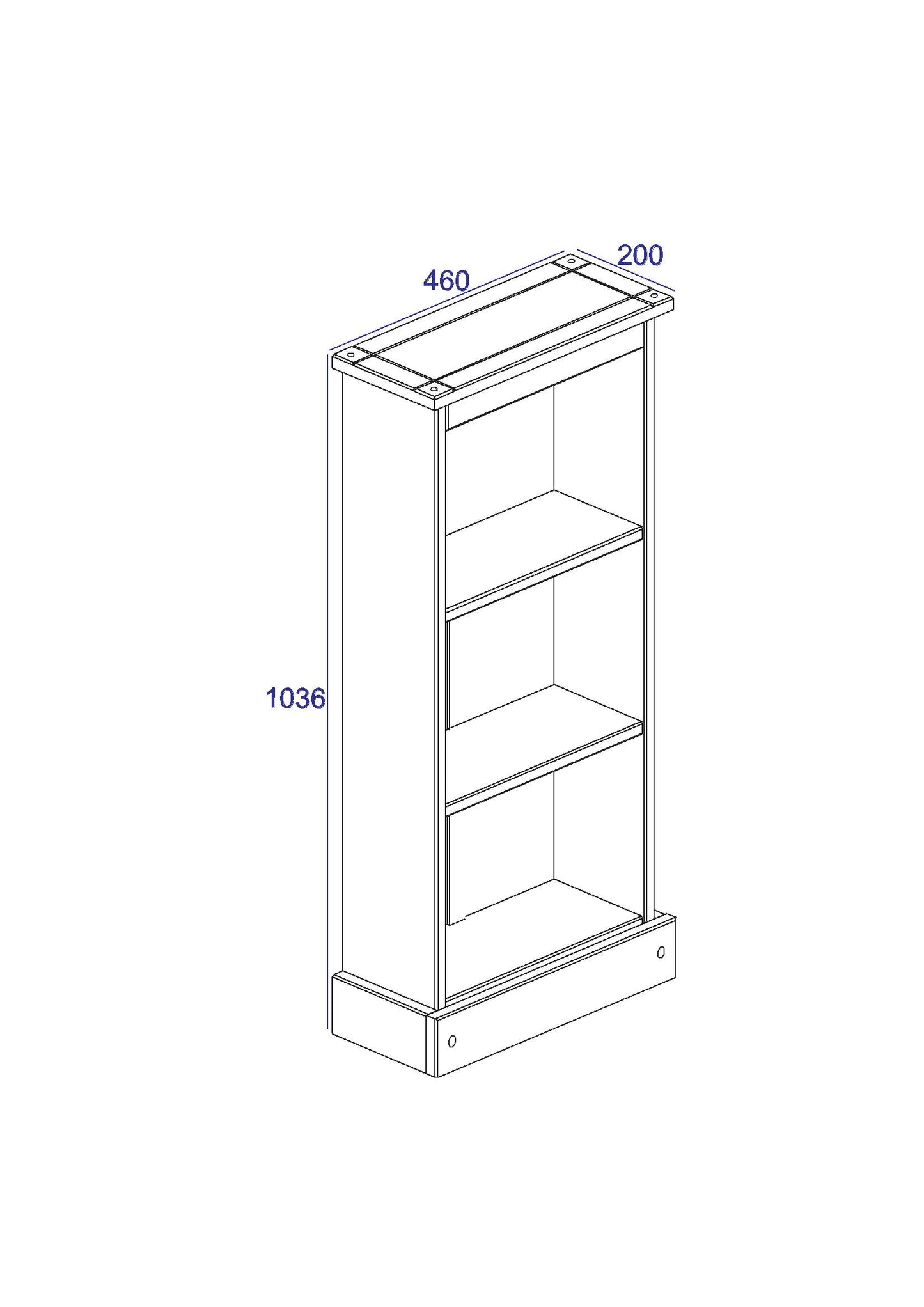 Corona Grey Low Narrow Bookcase