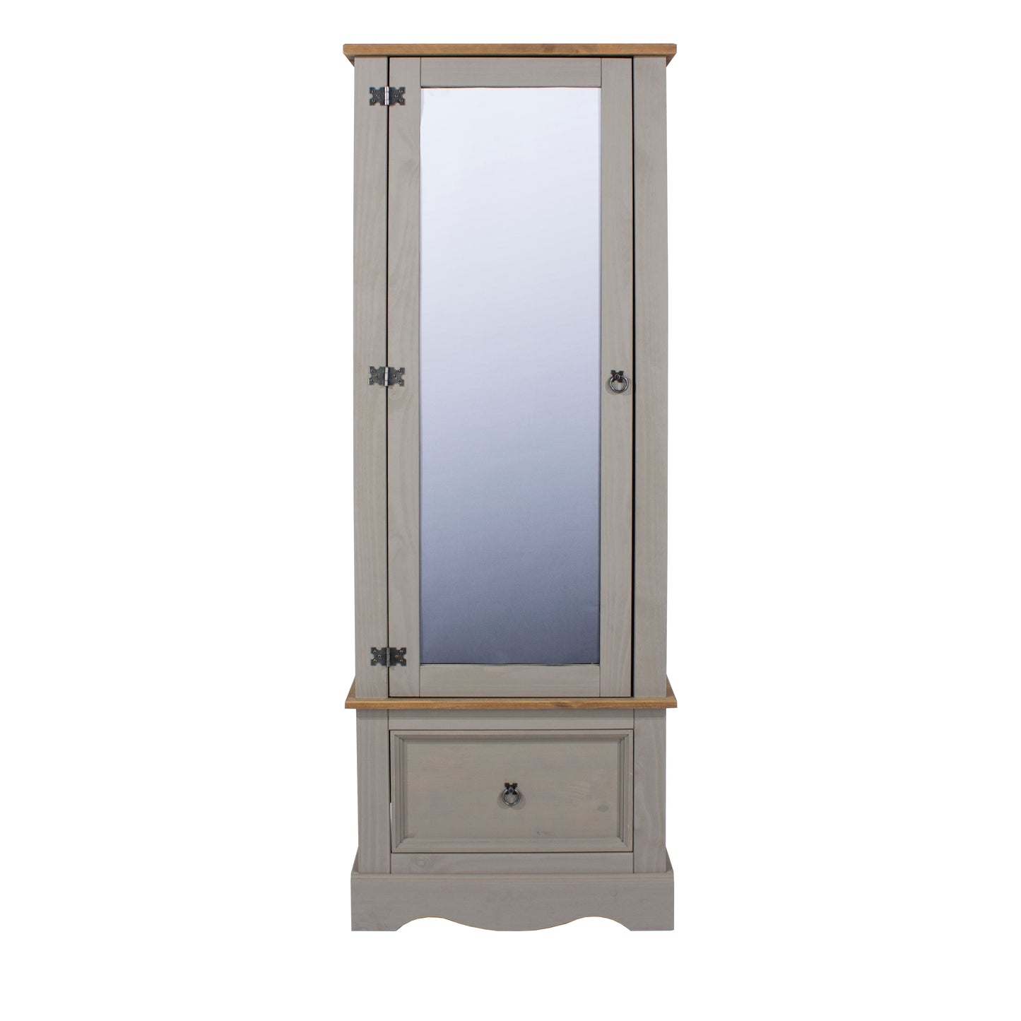 Corona Grey Armoire with Mirrored Door and Drawer