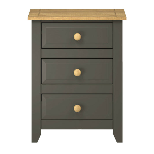 Capri Carbon 3 Drawer Bedside Cabinet