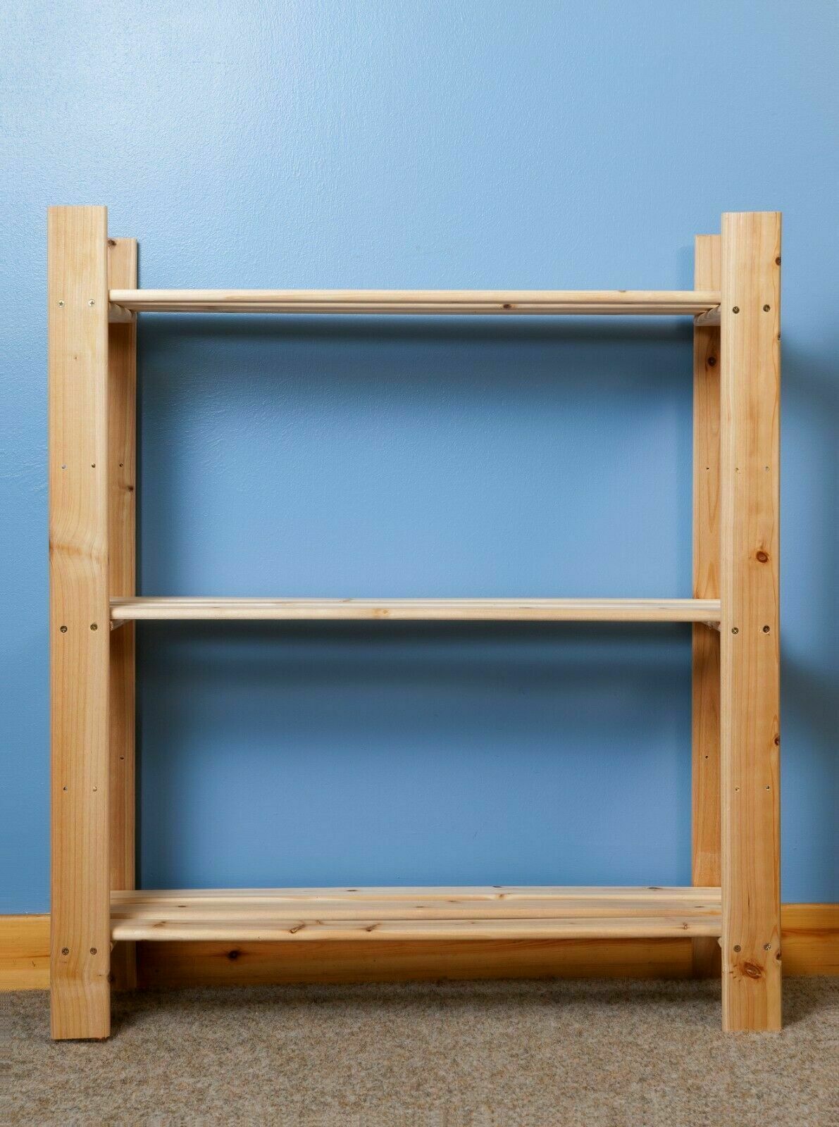 SOLID WOODEN STORAGE SHELF 3 & 5 TIER SHELVING UNIT