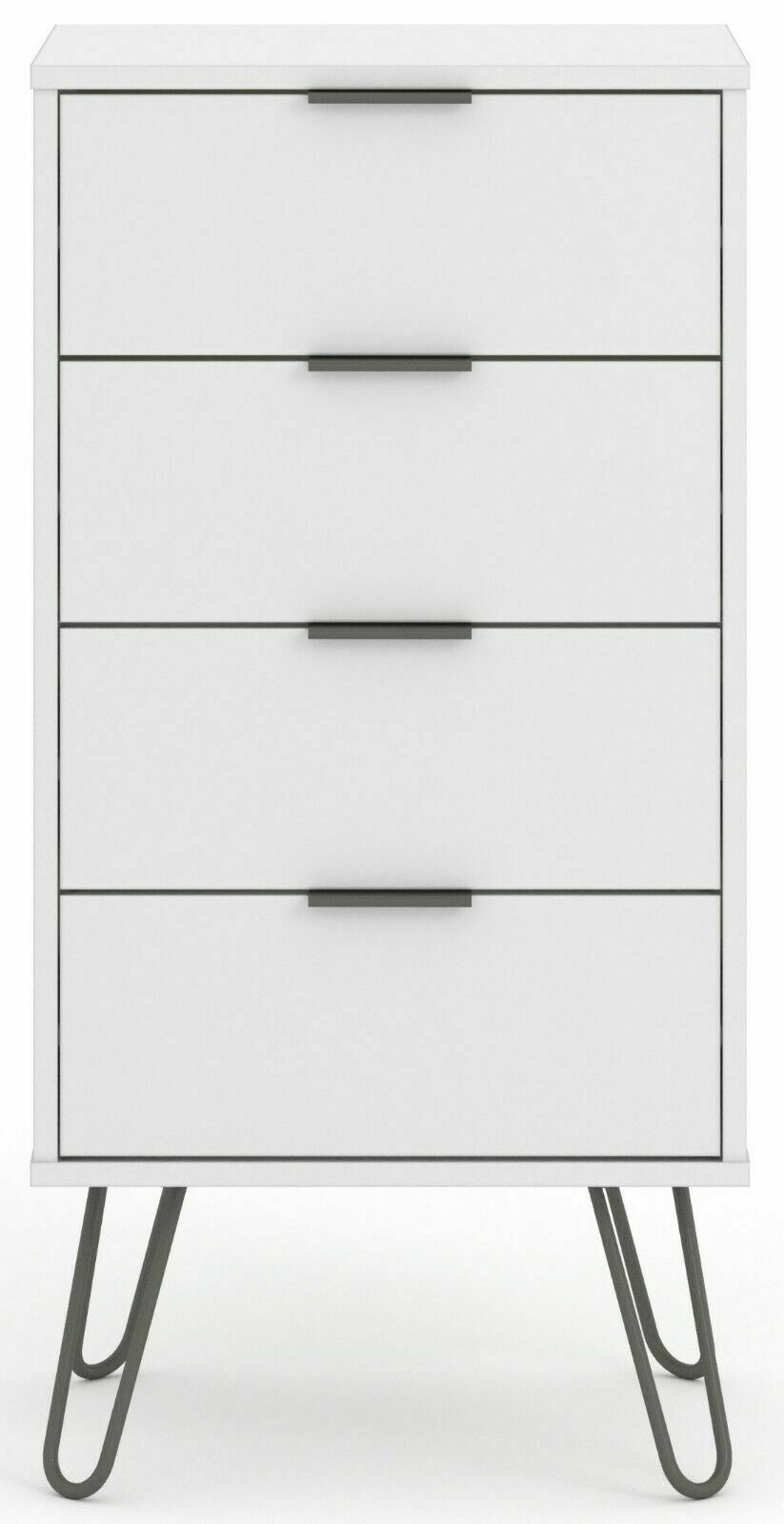 Augusta White 4 Drawer Tall Narrow Chest of Drawers