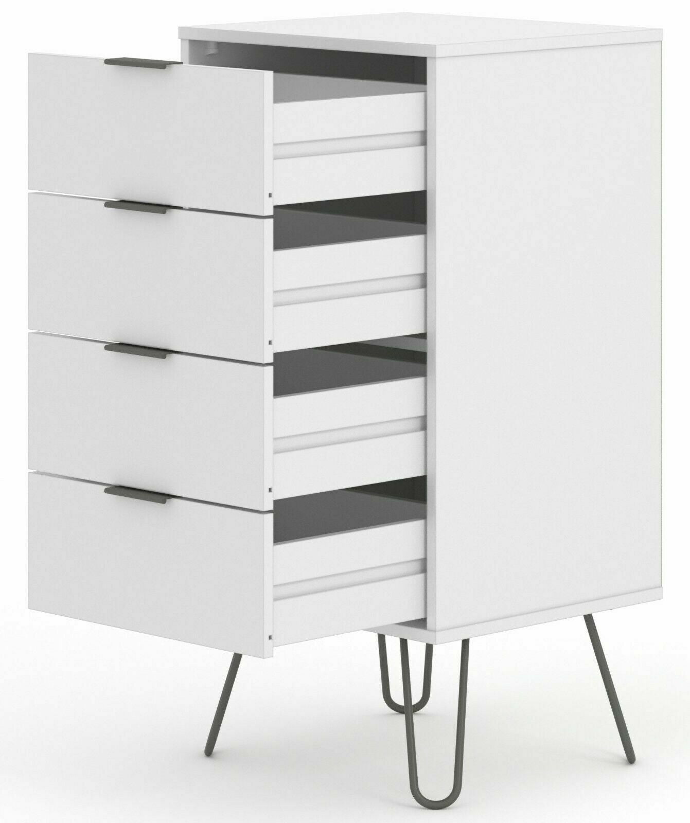 Augusta White 4 Drawer Tall Narrow Chest of Drawers