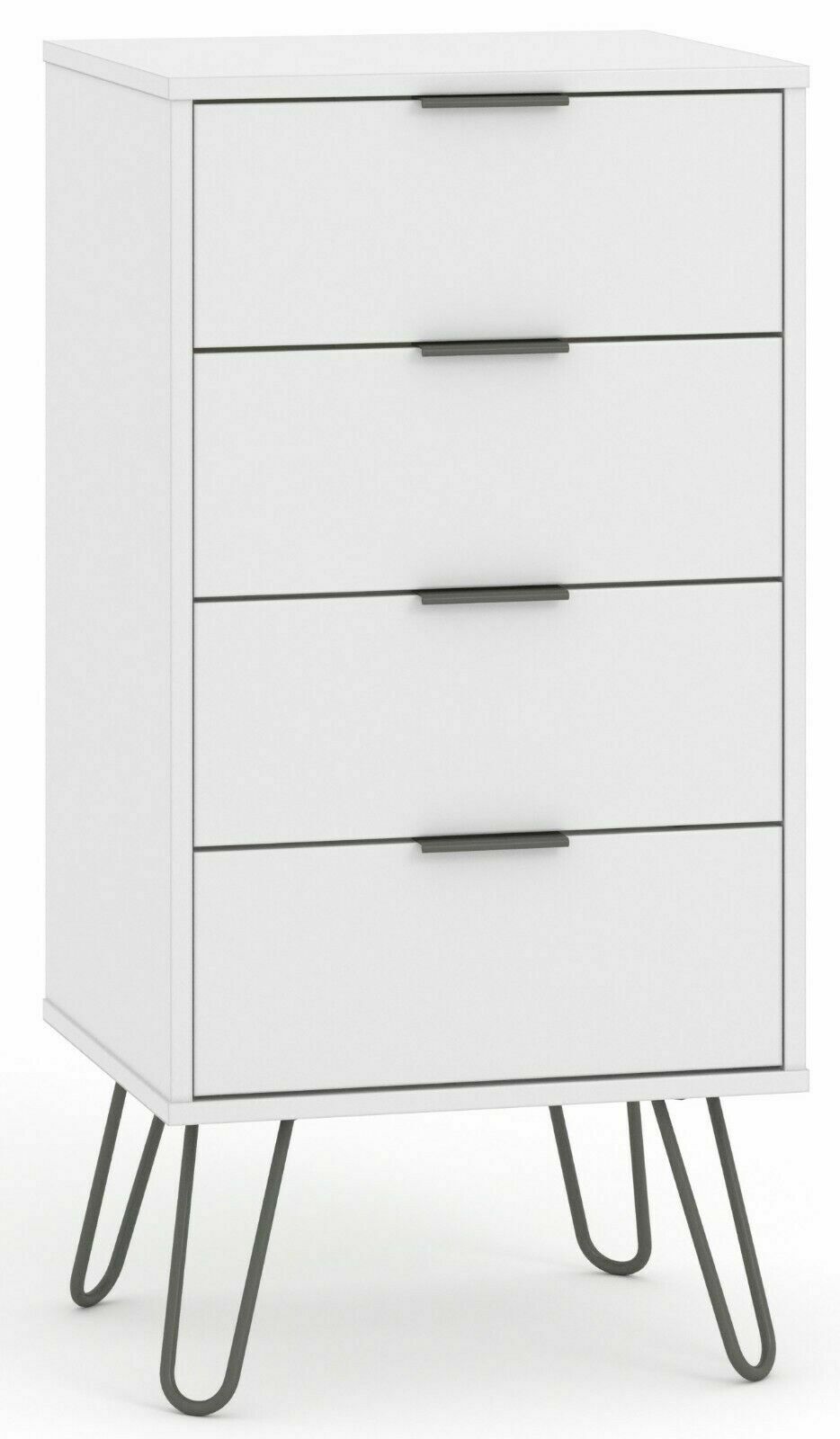 Augusta White 4 Drawer Tall Narrow Chest of Drawers