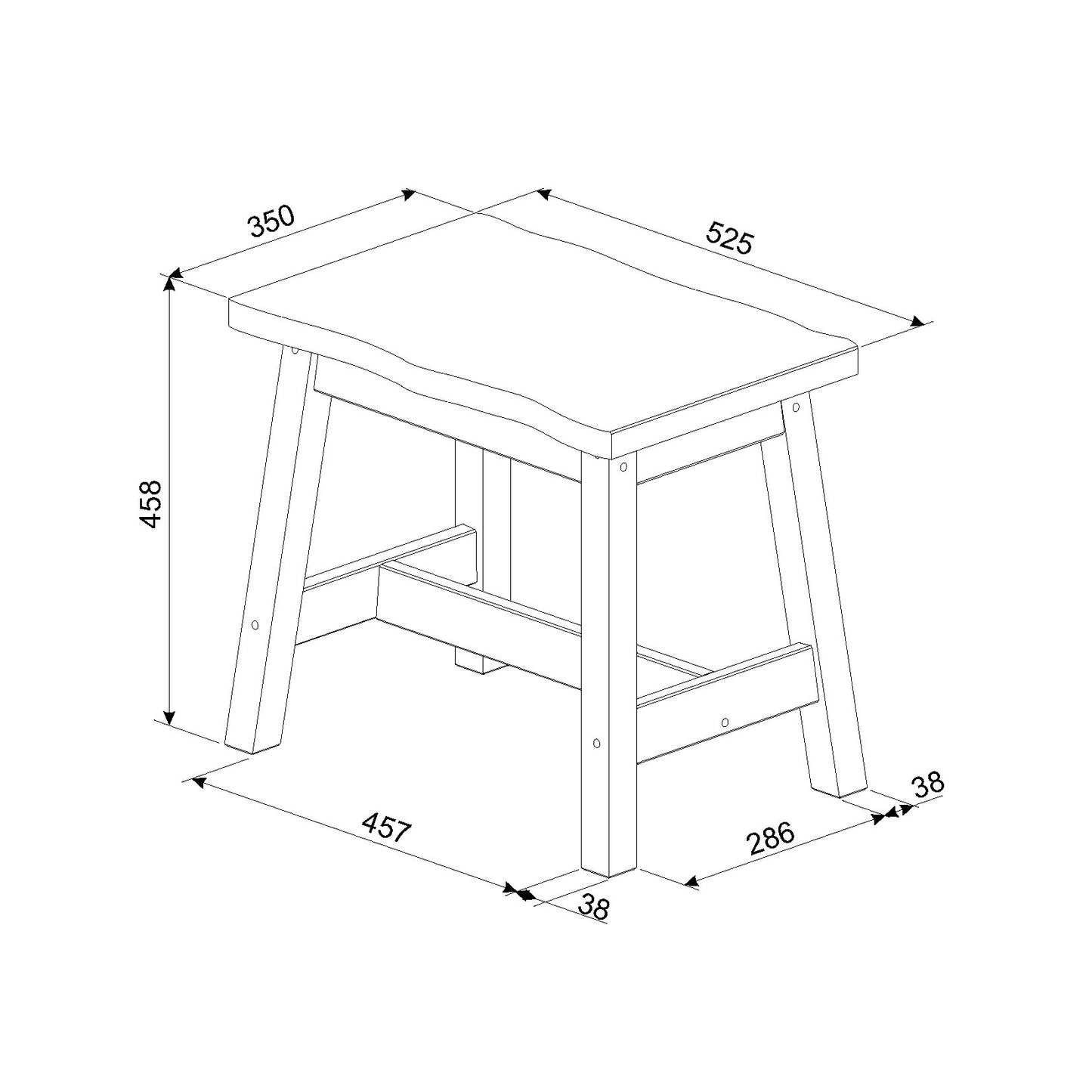 Corona Black Live Edge Single Dining Bench (Pair)