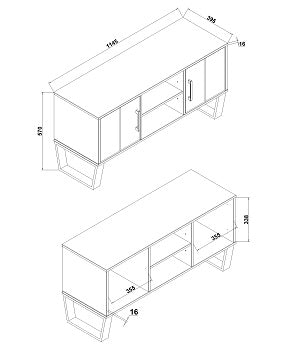 Texas Grey 2 Door Flat TV Unit