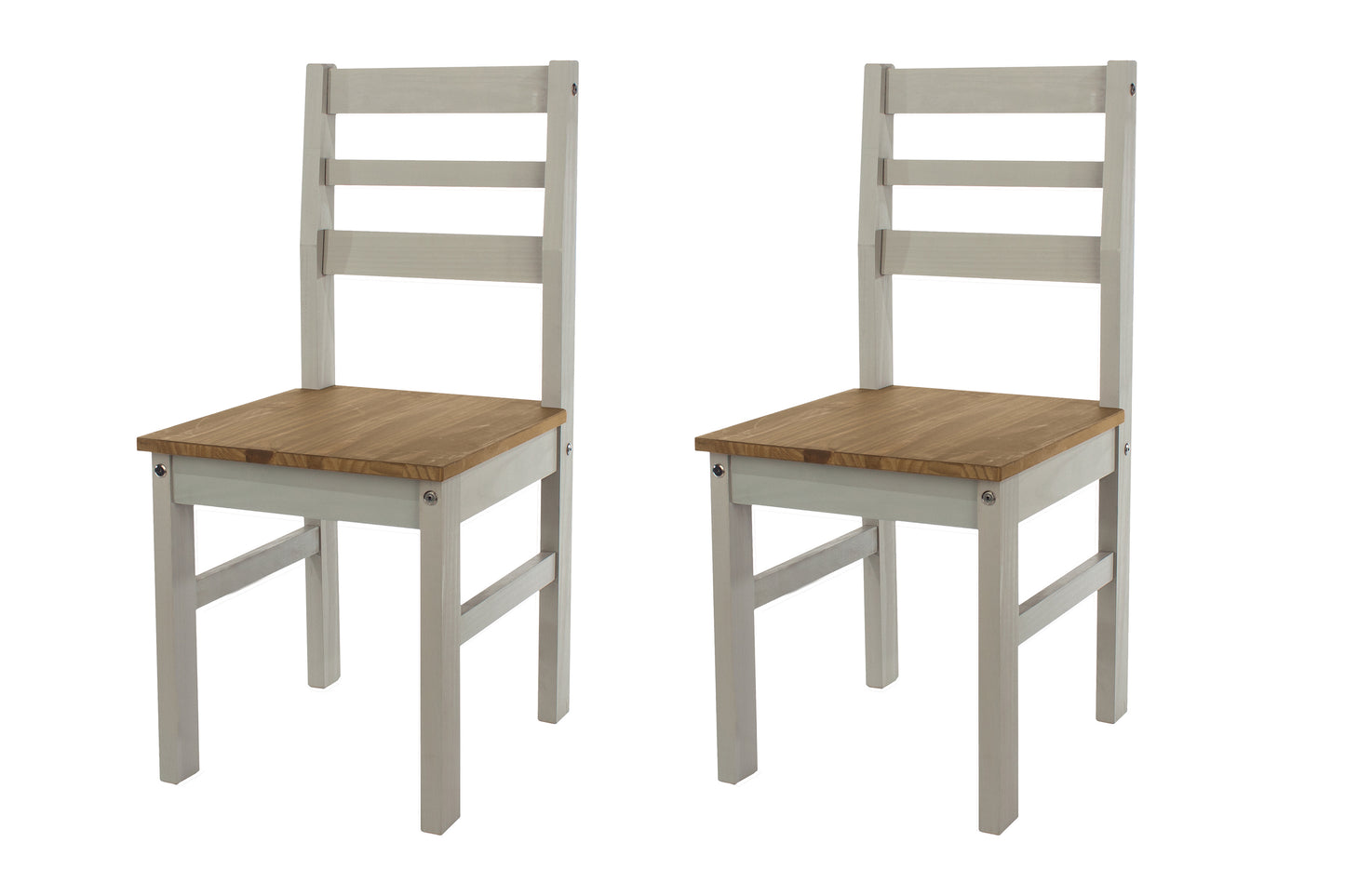 Corona Grey Pair of Linea Pine Dining Chairs