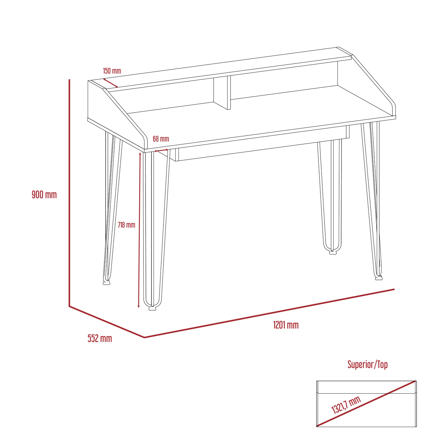 Dallas Home Office Desk without Drawer