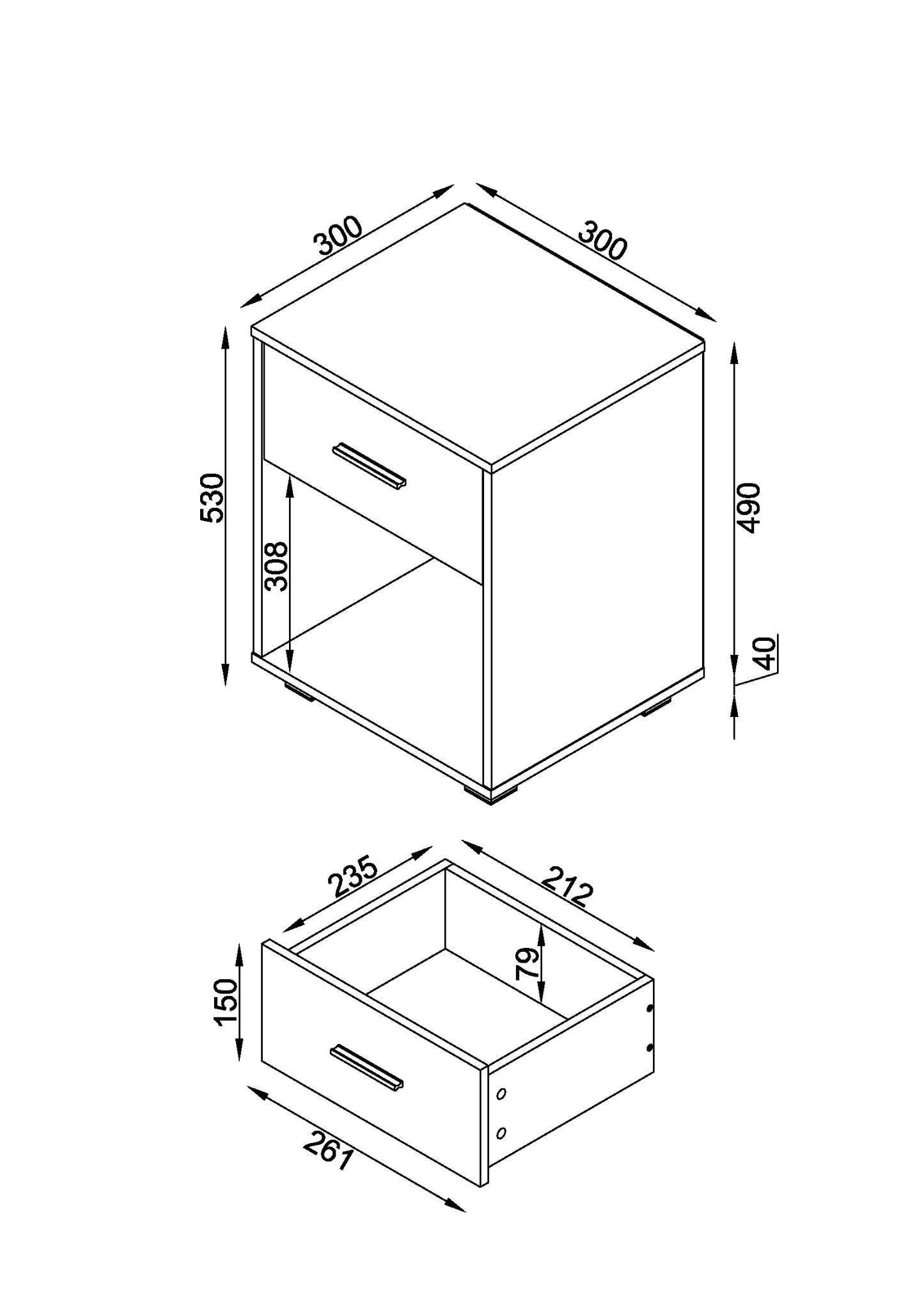 Lido 1 Drawer Bedside Cabinet