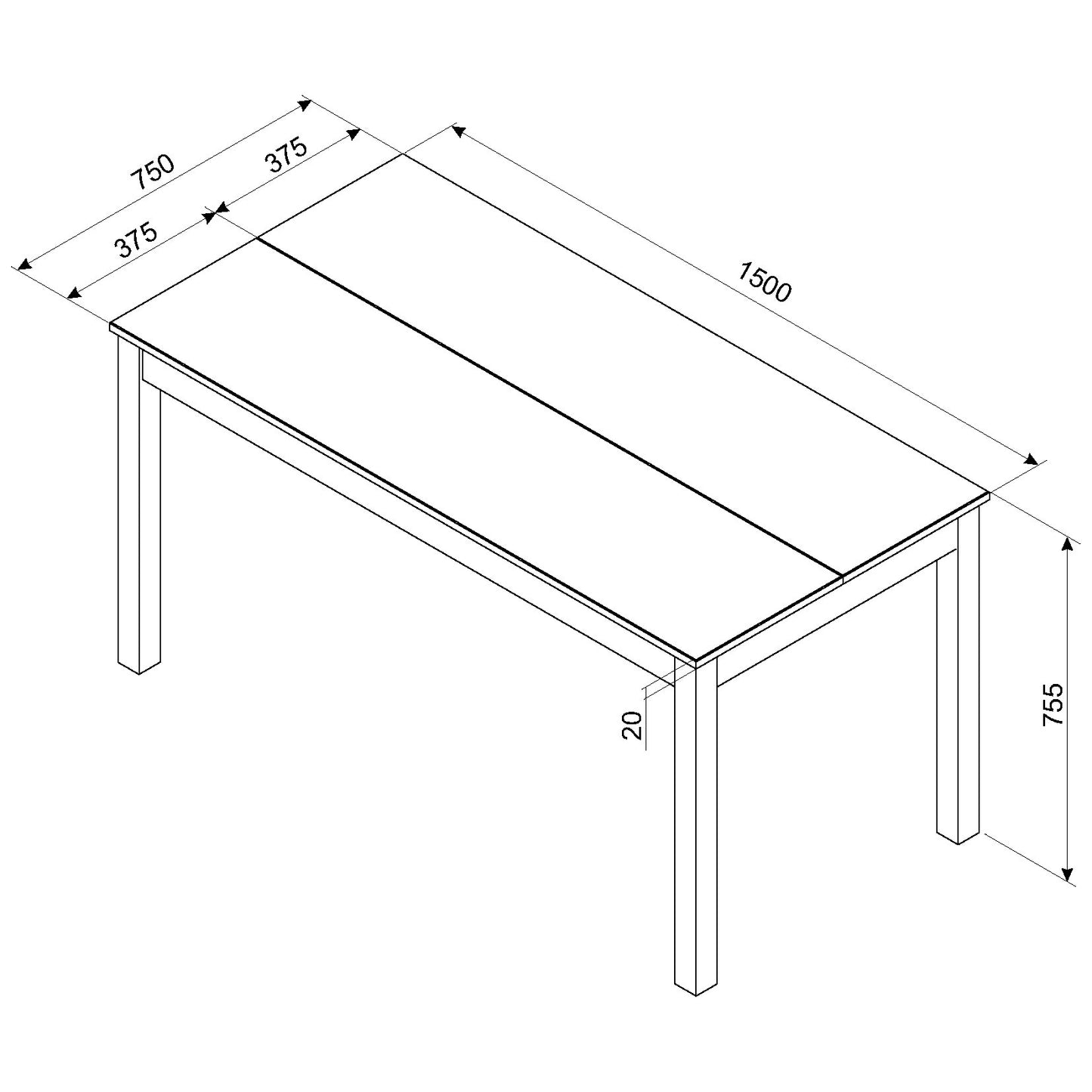 Corona Grey Linea 1500 mm Dining Table