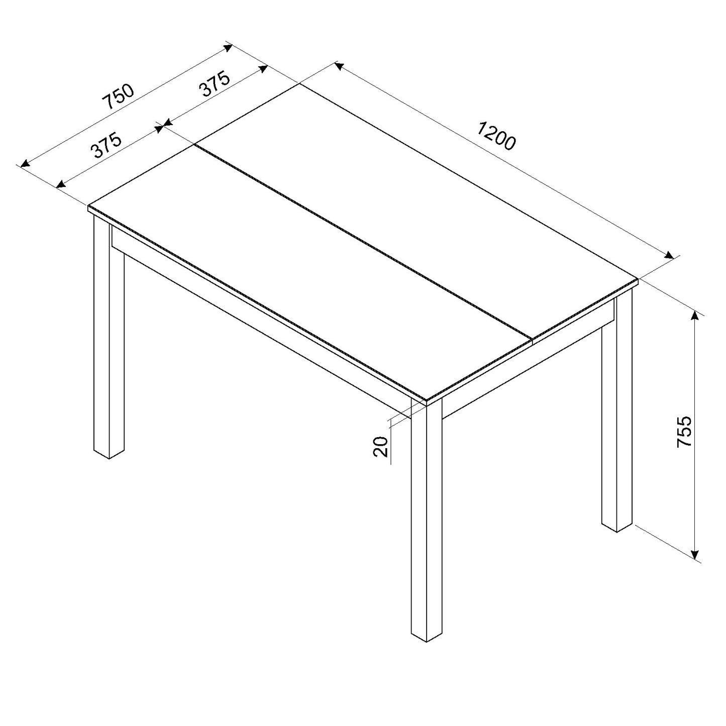 Corona Grey Linea 1200 mm Dining Table