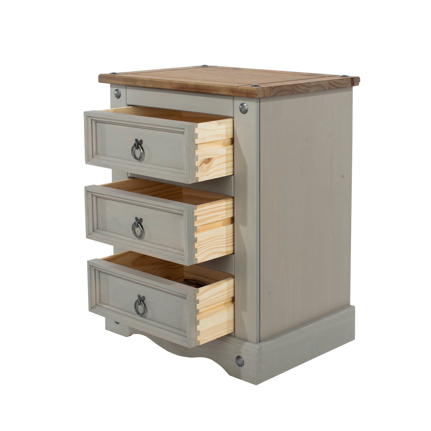 Corona Grey 3 Drawer Bedside