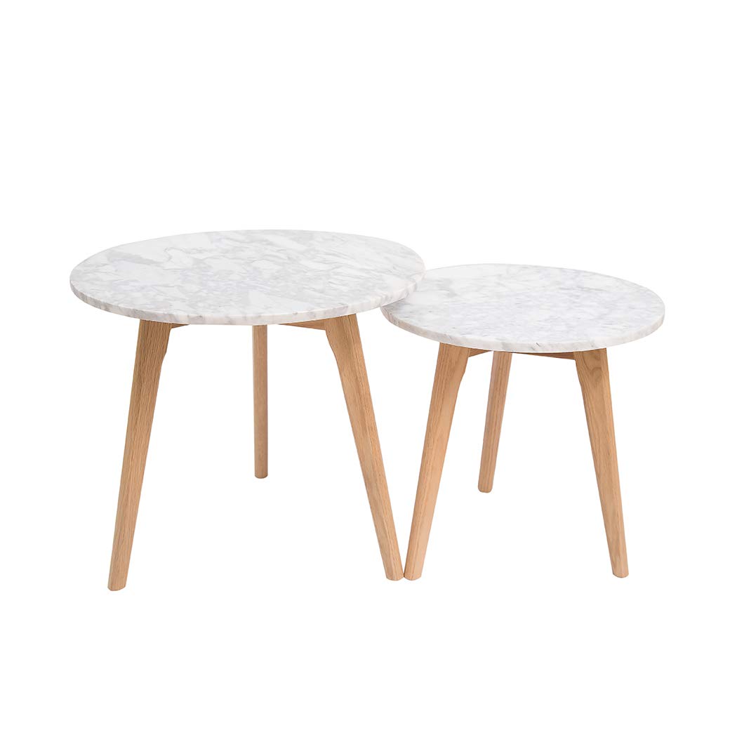 Harlow Real Marble & Solid Oak Tables - Coffee, Console, Nest & End Table