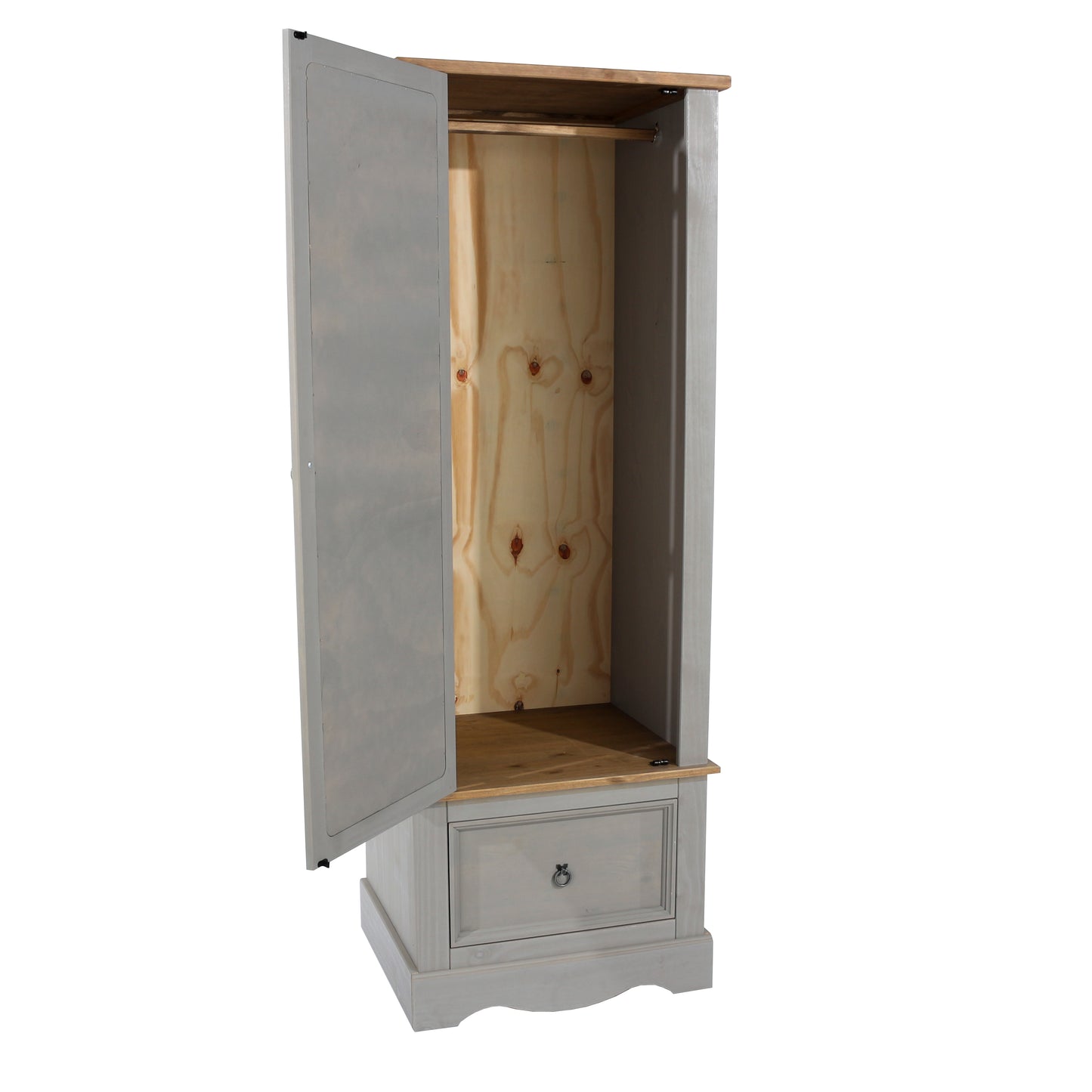 Corona Grey Armoire with Mirrored Door and Drawer