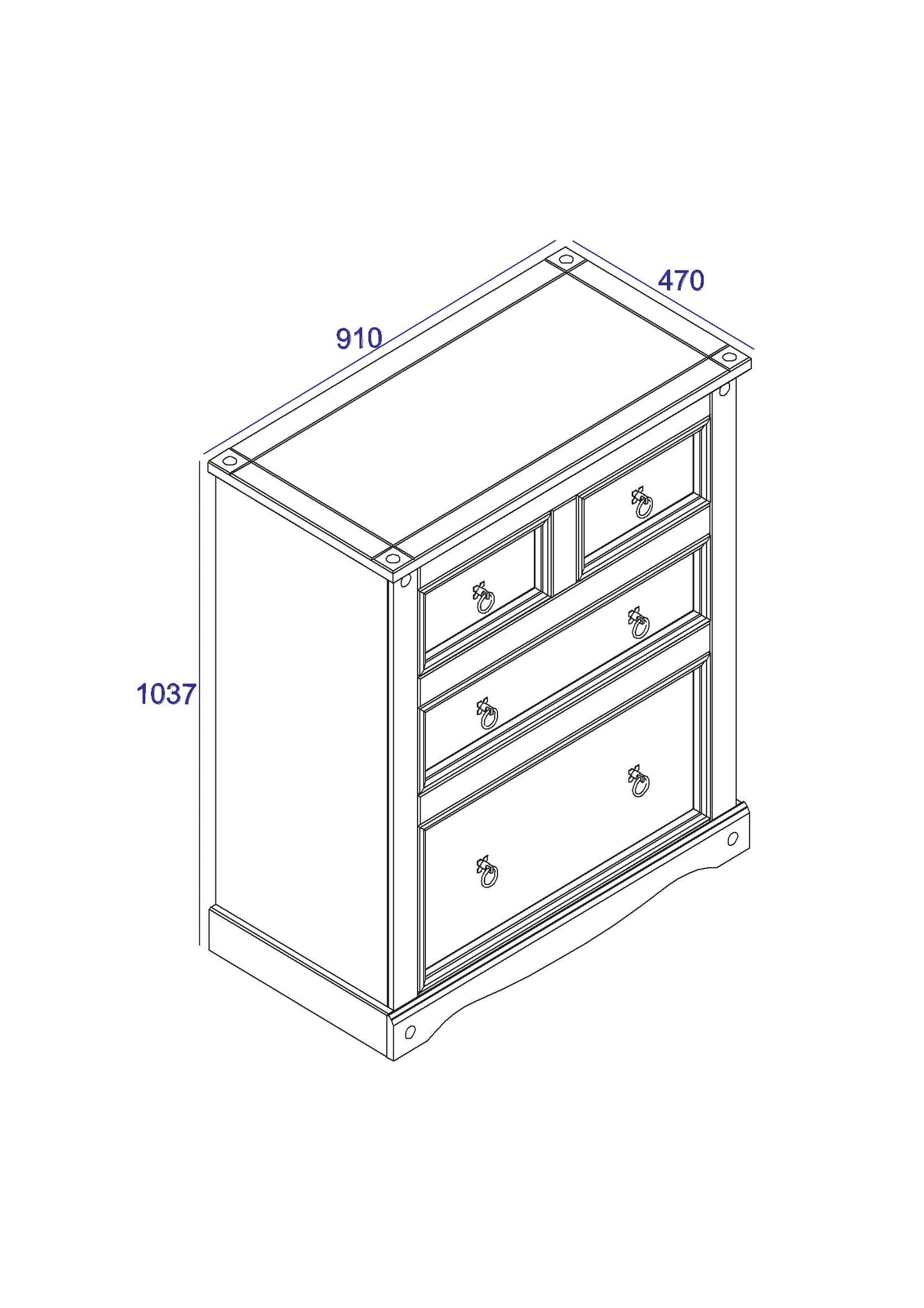 Corona White 2+2 Drawer Chest