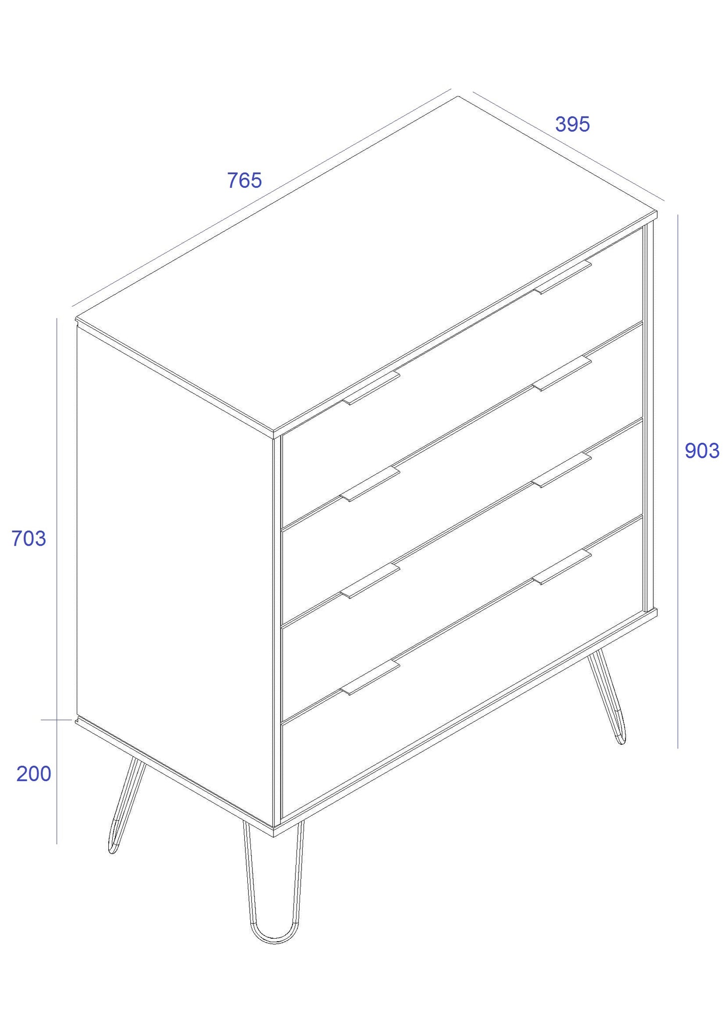 Augusta Driftwood 4 Drawer Chest of Drawers