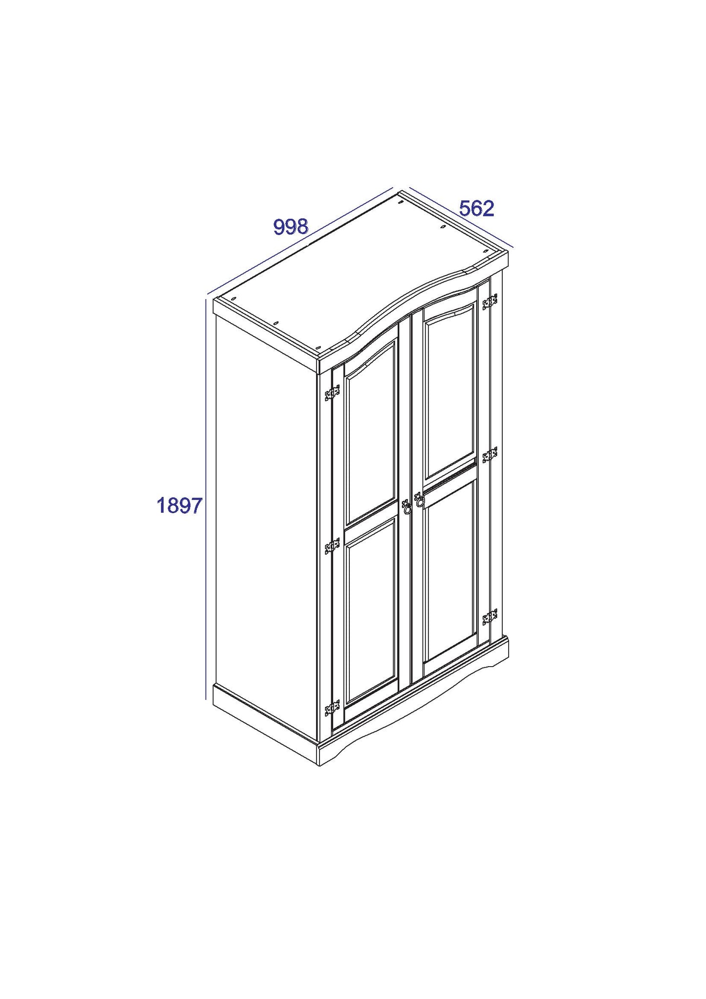 Corona White 2 Door Wardrobe