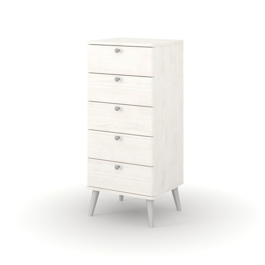 Augusta Curve 5 Drawer Tall Narrow Chest of Drawers