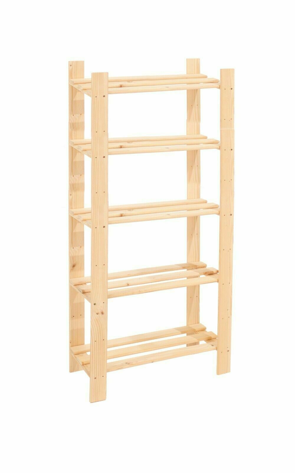 SOLID WOODEN STORAGE SHELF 3 & 5 TIER SHELVING UNIT