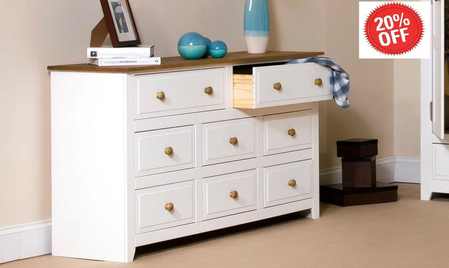 Capri White 6+2 Drawer Chest