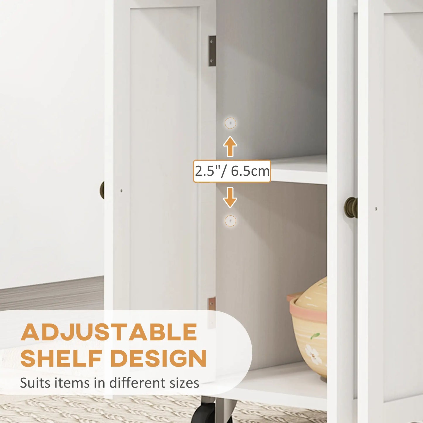 White Kitchen Island Trolley with Rubberwood Top, Drawers & Storage Cabinets