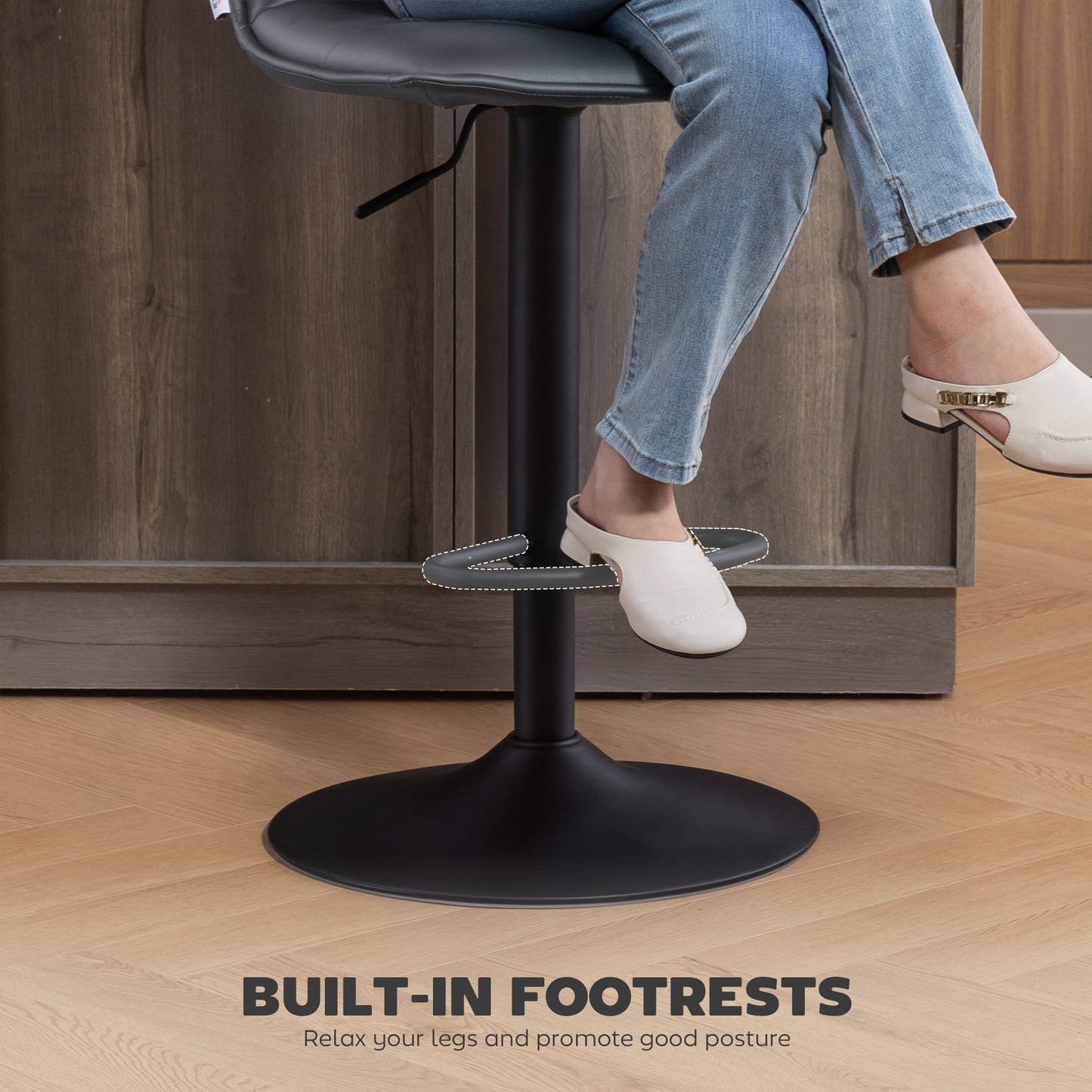 x 2 Bar Stools - Faux Leather (Pair) in Grey