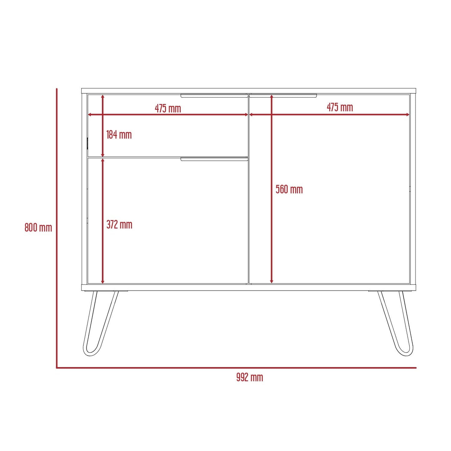 Vegas Small Sideboard With 2 Doors and Drawer