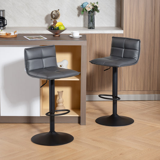 x 2 Bar Stools - Faux Leather (Pair) in Grey