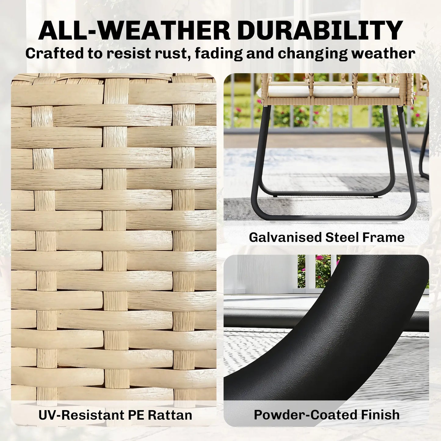 4 Piece Rattan Garden Furniture Set
