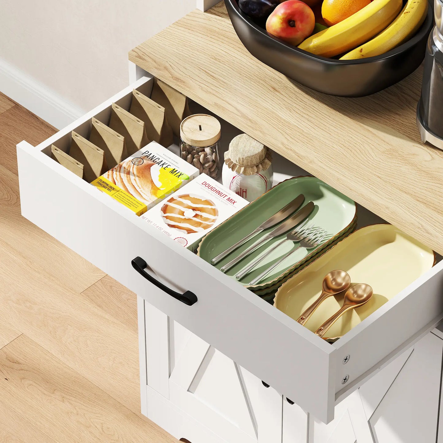 HOMCOM 175cm Kitchen Pantry Cabinet with Microwave Stand – White Farmhouse Storage Cupboard