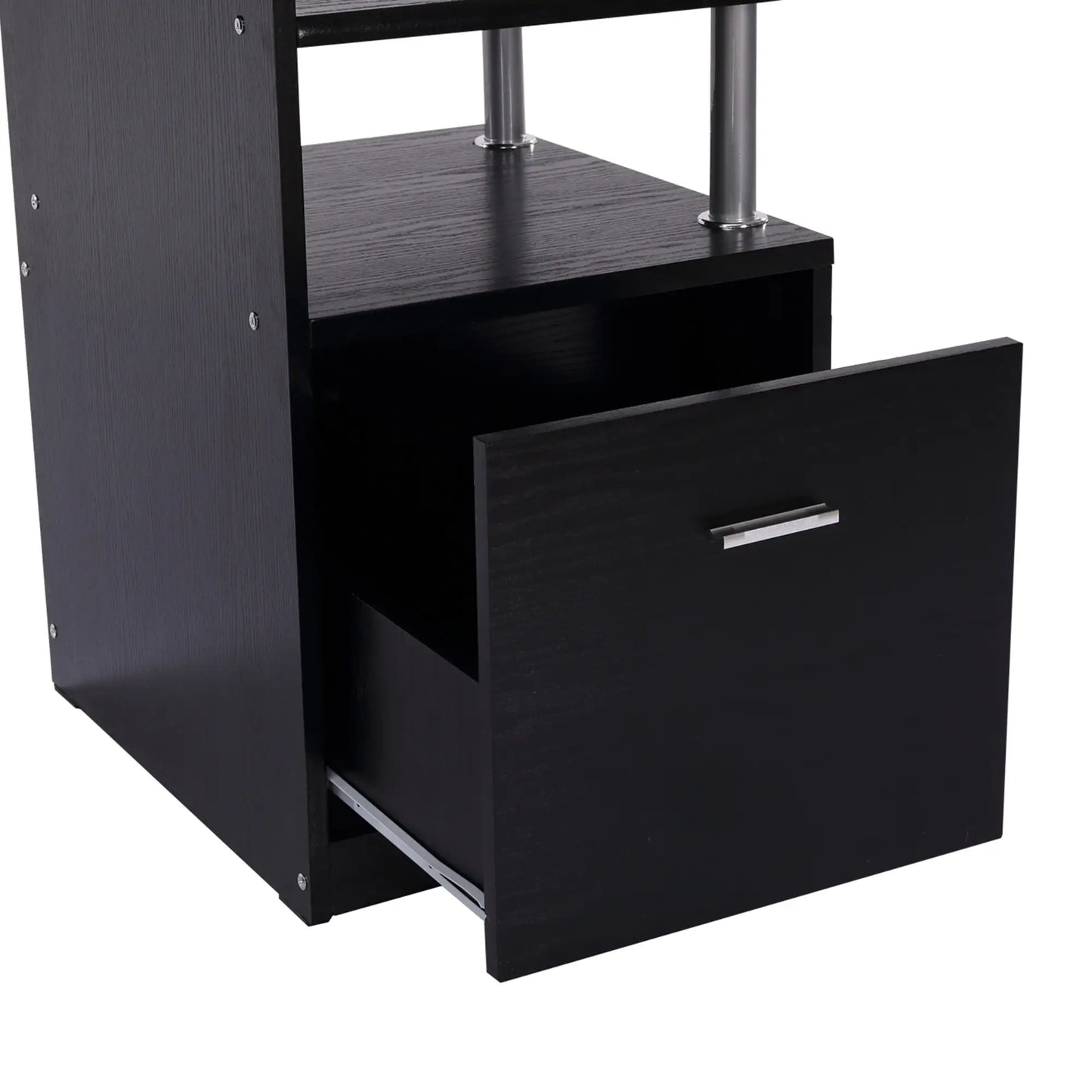 HOMCOM Computer Desk Workstation with Storage Shelves Drawer & Keyboard Tray – Black