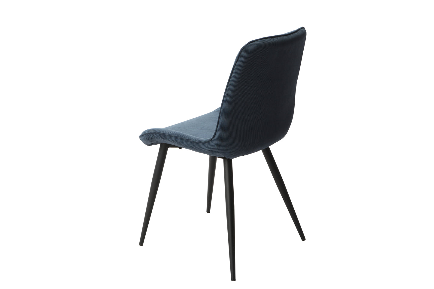 Aspen Pair of Diamond Stitch Blue Cord Fabric Dining Chairs With Black Tapered Legs
