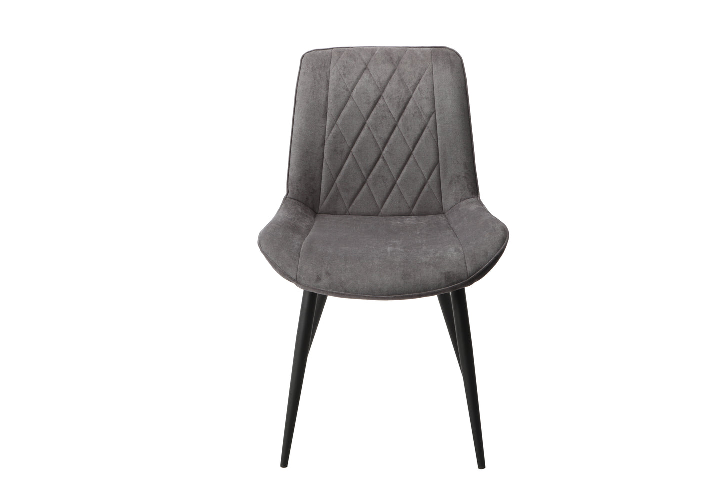 Aspen Pair of Diamond Stitch Grey Fabric Dining Chairs With Black Tapered Legs