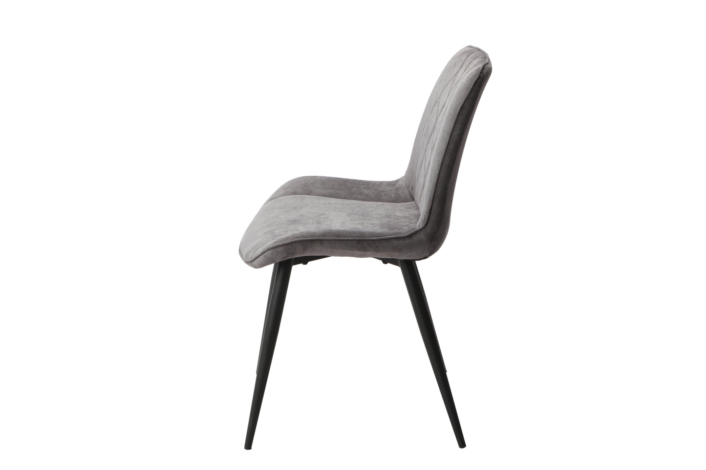 Aspen Pair of Diamond Stitch Grey Fabric Dining Chairs With Black Tapered Legs
