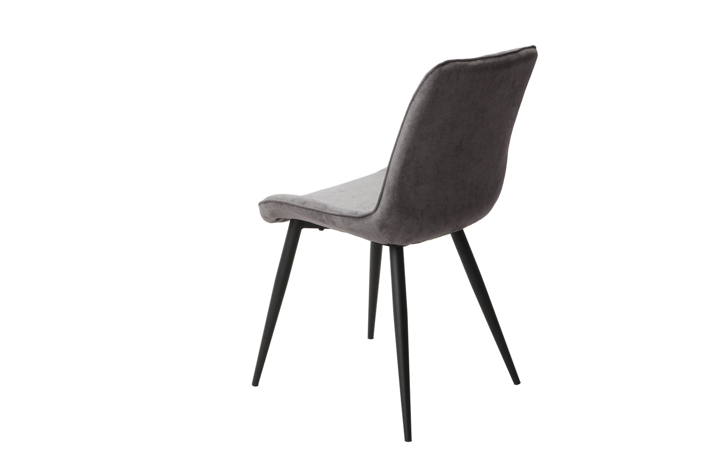 Aspen Pair of Diamond Stitch Grey Fabric Dining Chairs With Black Tapered Legs