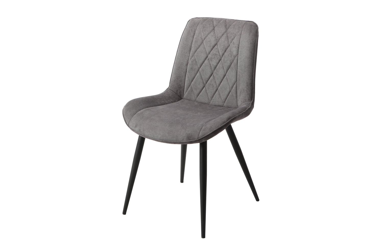 Aspen Pair of Diamond Stitch Grey Fabric Dining Chairs With Black Tapered Legs