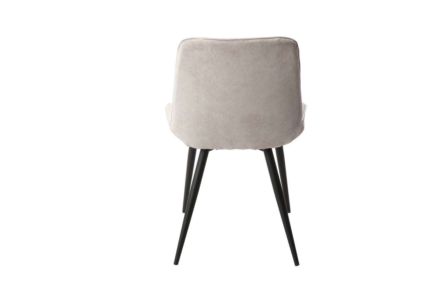 Aspen Pair of Diamond Stitch Natural Fabric Dining Chairs With Black Tapered Legs