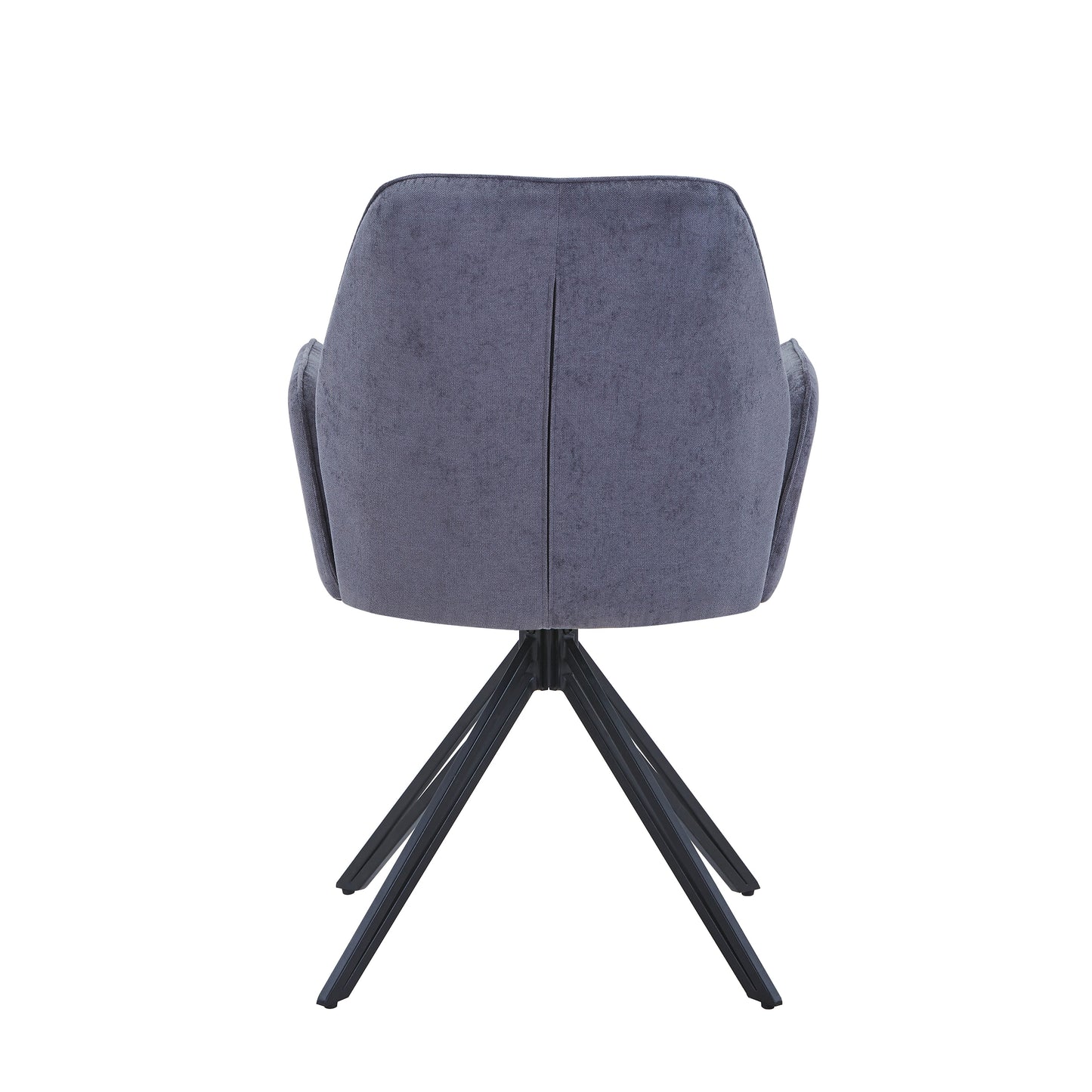Aspen Pair of Swivel Dining Chairs Grey Fabric Armchairs 360° Black Metal Legs