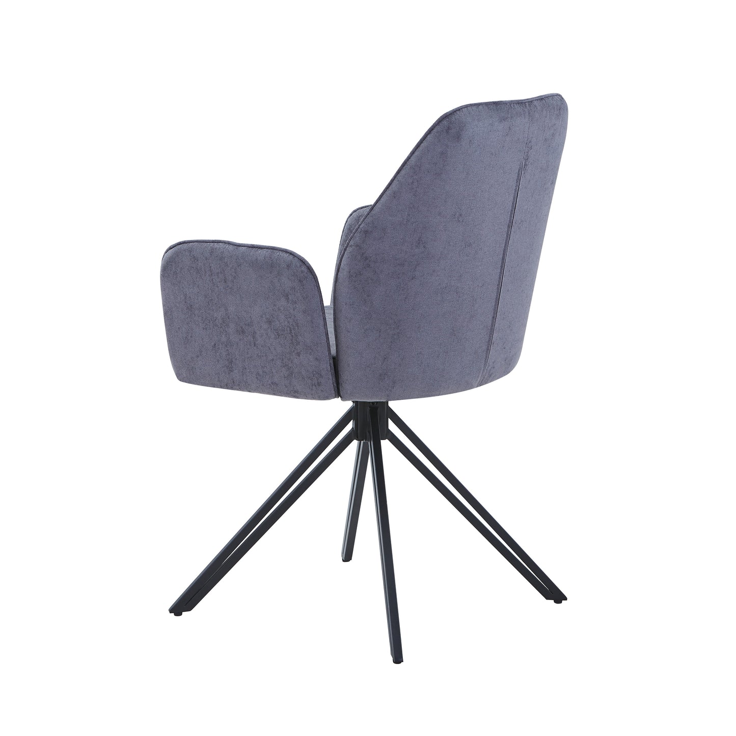 Aspen Pair of Swivel Dining Chairs Grey Fabric Armchairs 360° Black Metal Legs