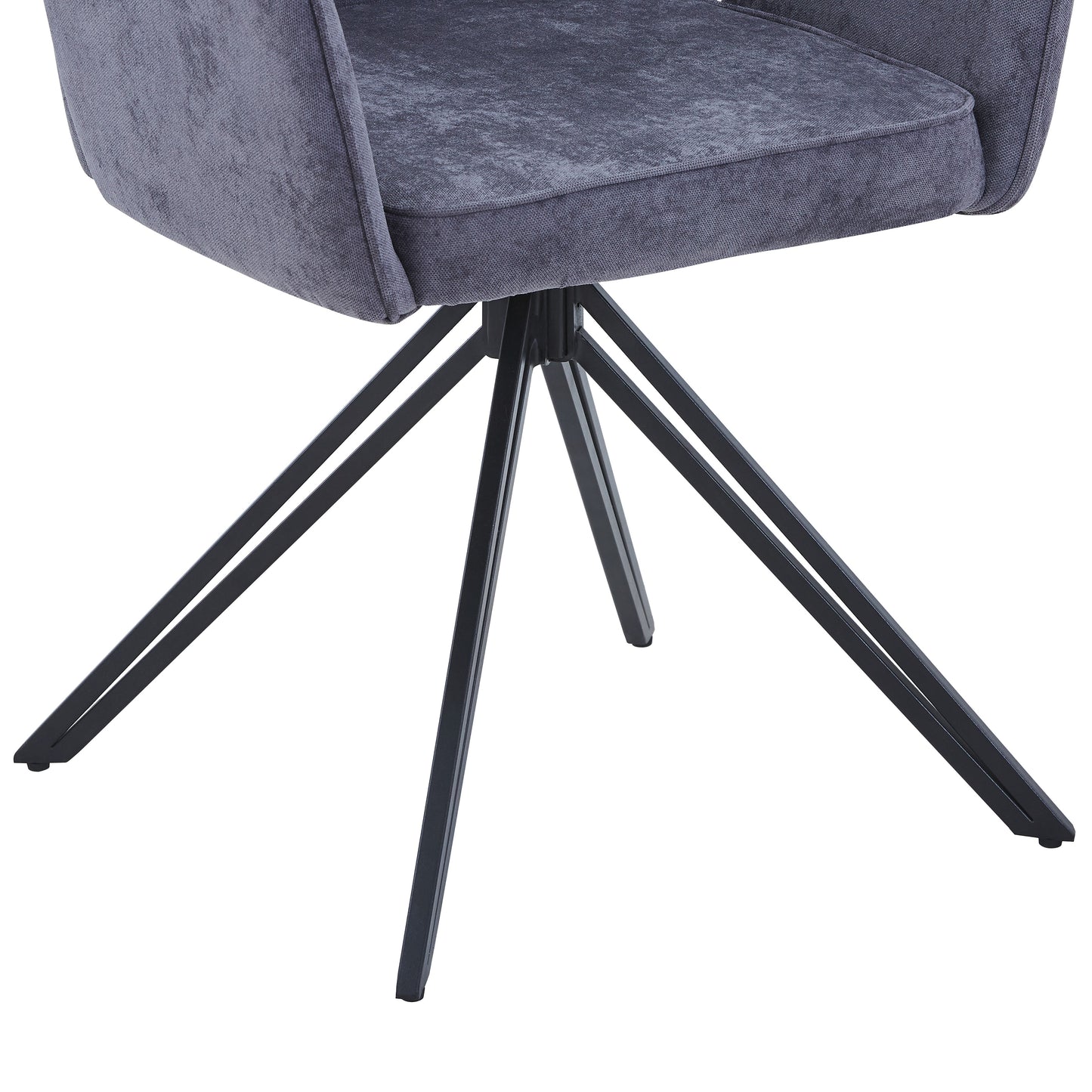 Aspen Pair of Swivel Dining Chairs Grey Fabric Armchairs 360° Black Metal Legs