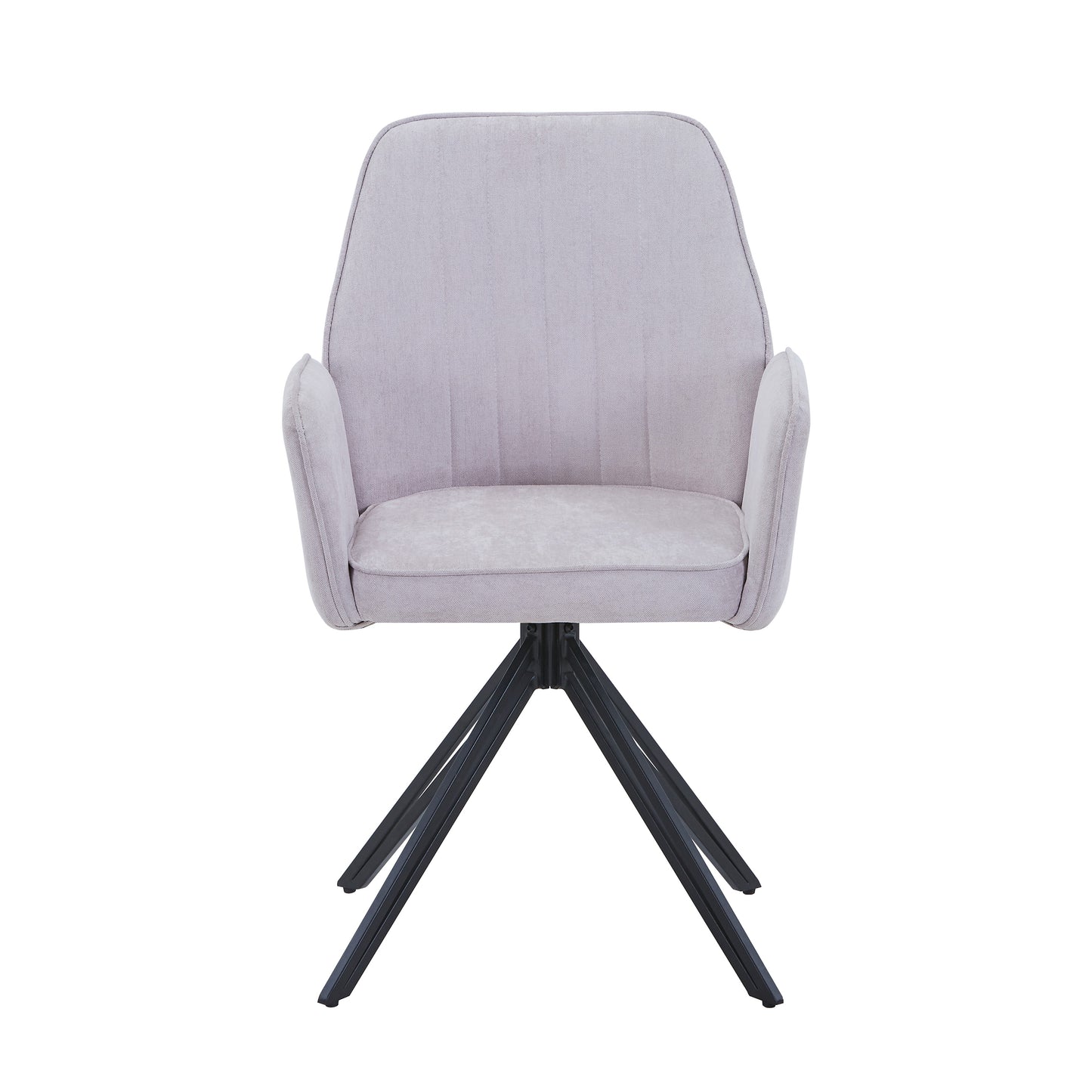 Aspen Pair of Swivel Dining Chairs Natural Fabric Armchairs 360° Black Metal Legs