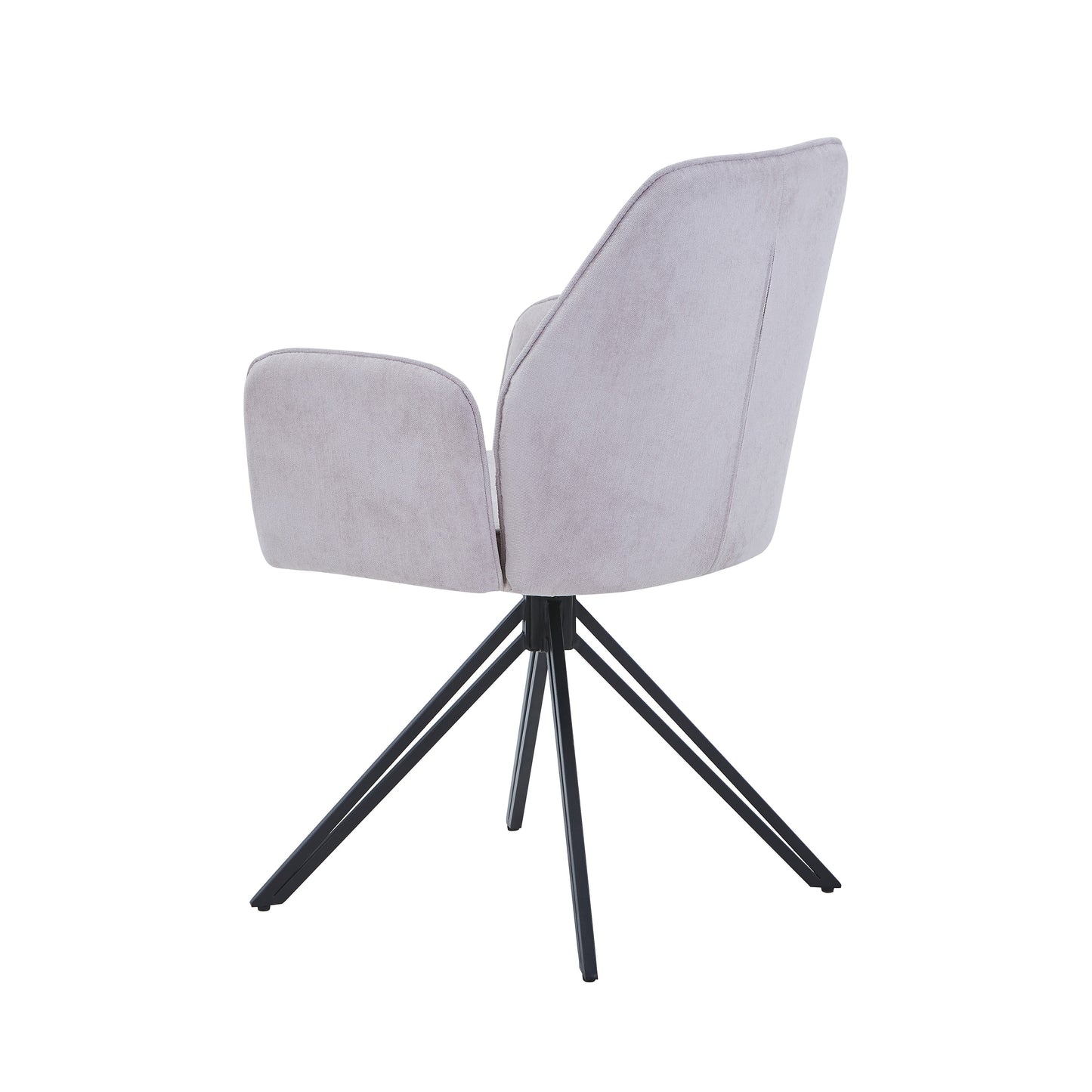 Aspen Pair of Swivel Dining Chairs Natural Fabric Armchairs 360° Black Metal Legs