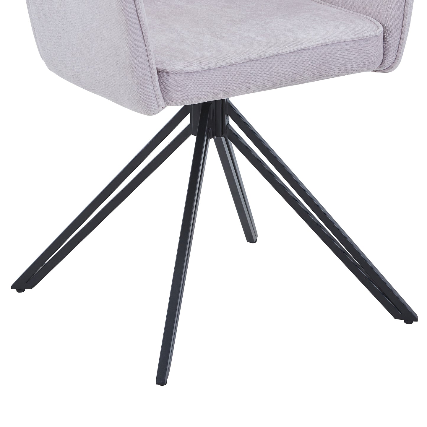 Aspen Pair of Swivel Dining Chairs Natural Fabric Armchairs 360° Black Metal Legs