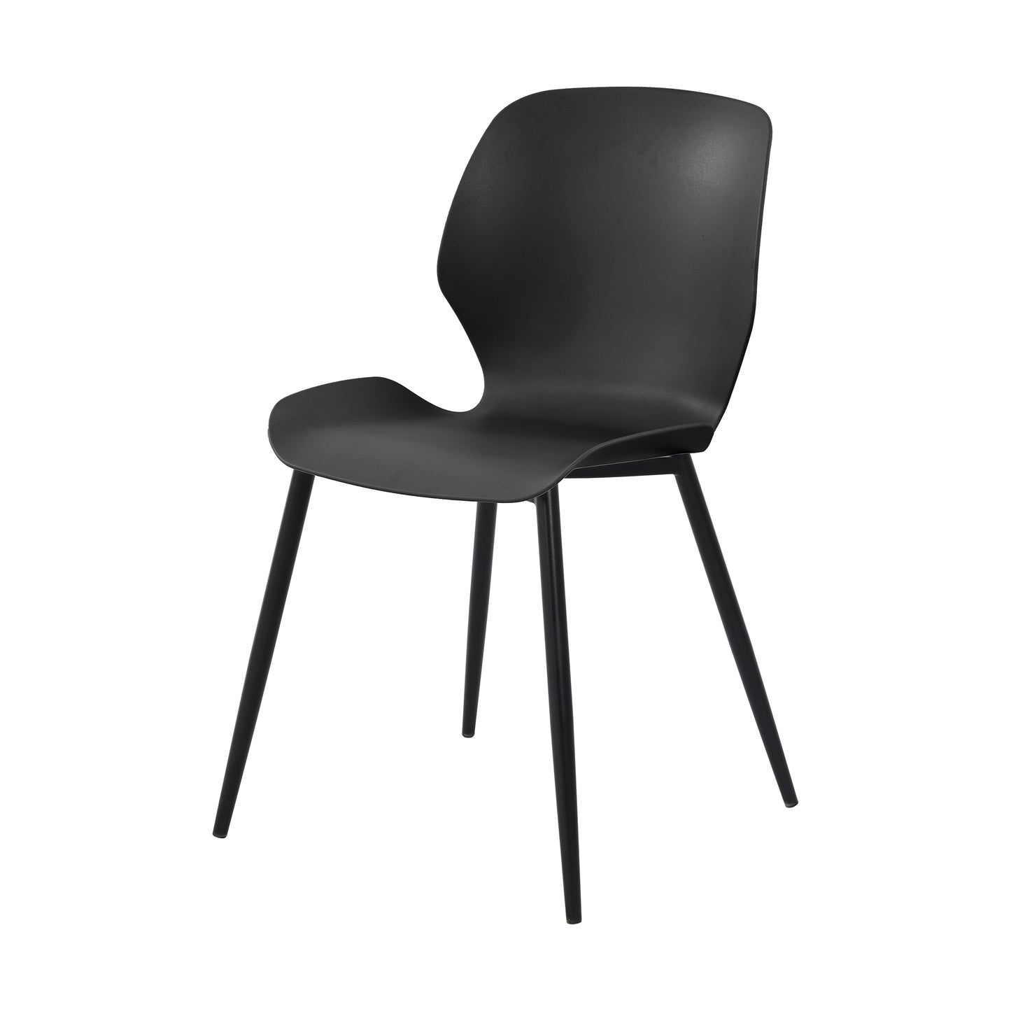 Aspen Pair of Mid-Century Black Kitchen Chairs Plastic Dining Chairs Black Legs
