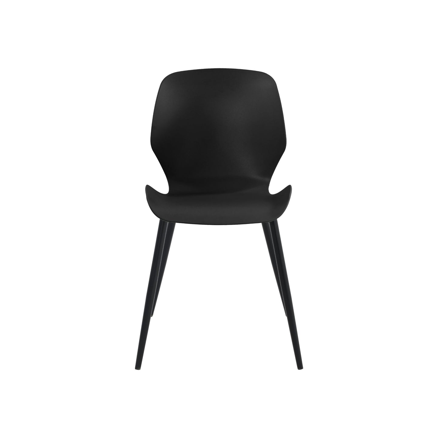 Aspen Pair of Mid-Century Black Kitchen Chairs Plastic Dining Chairs Black Legs