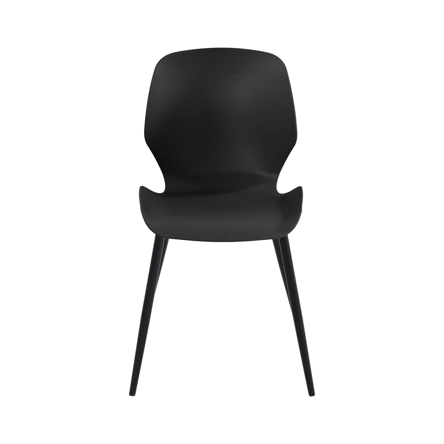 Aspen Pair of Mid-Century Black Kitchen Chairs Plastic Dining Chairs Black Legs